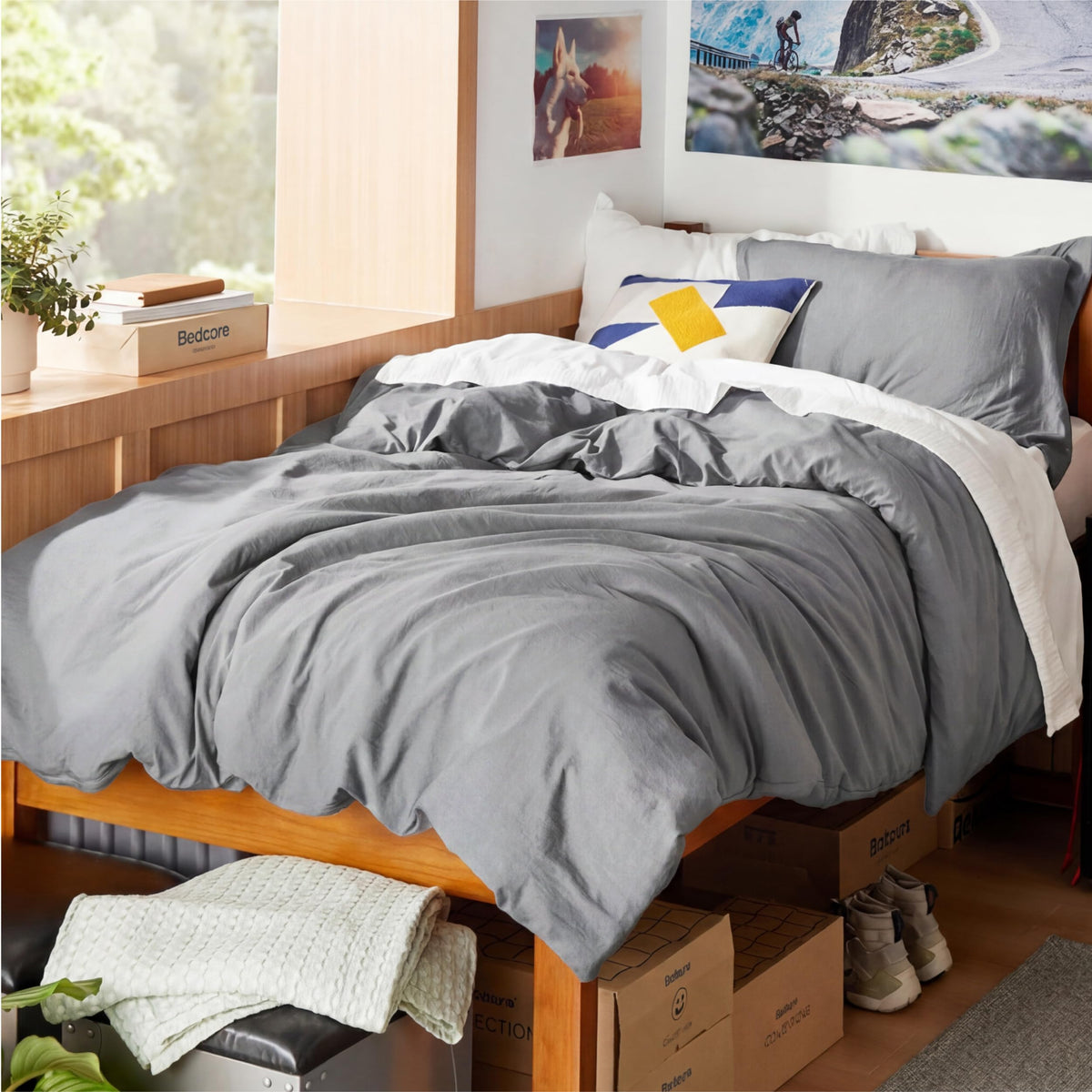 Bedsure Prewashed Twin/Twin XL Duvet Cover, Cotton-Like Bedding Set, White