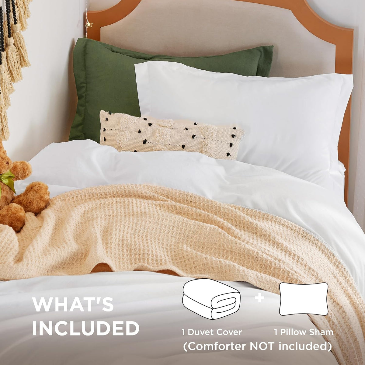 Bedsure Prewashed Twin/Twin XL Duvet Cover, Cotton-Like Bedding Set, White