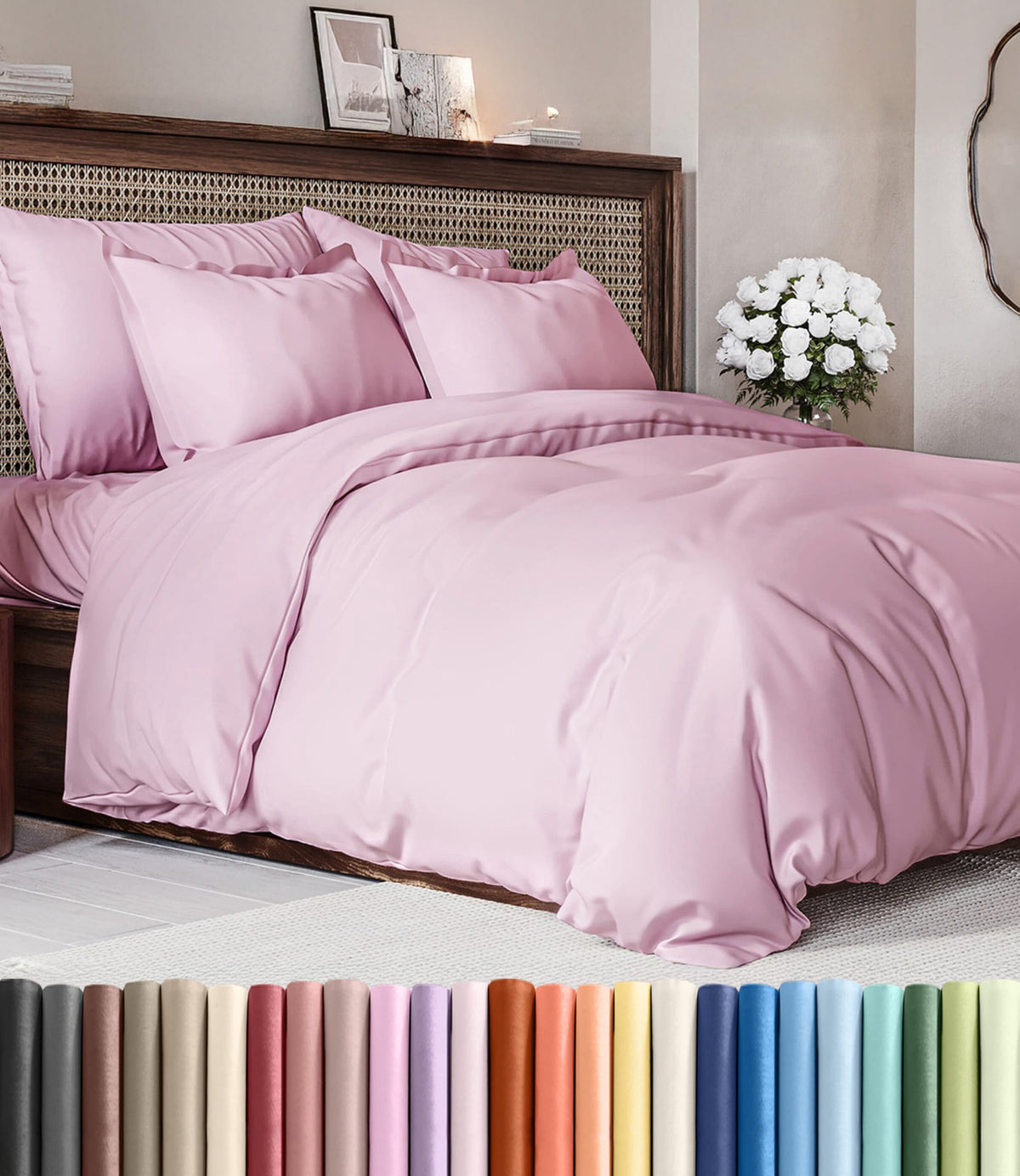 Duvet Cover Queen Size - Extra Soft 3 Piece with Zipper Closure - White