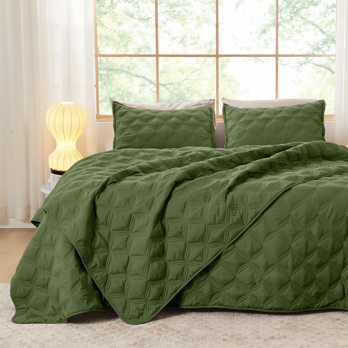 Litanika King Quilt Bedding Set, 3 Pieces Teal Blue Bedspreads Set