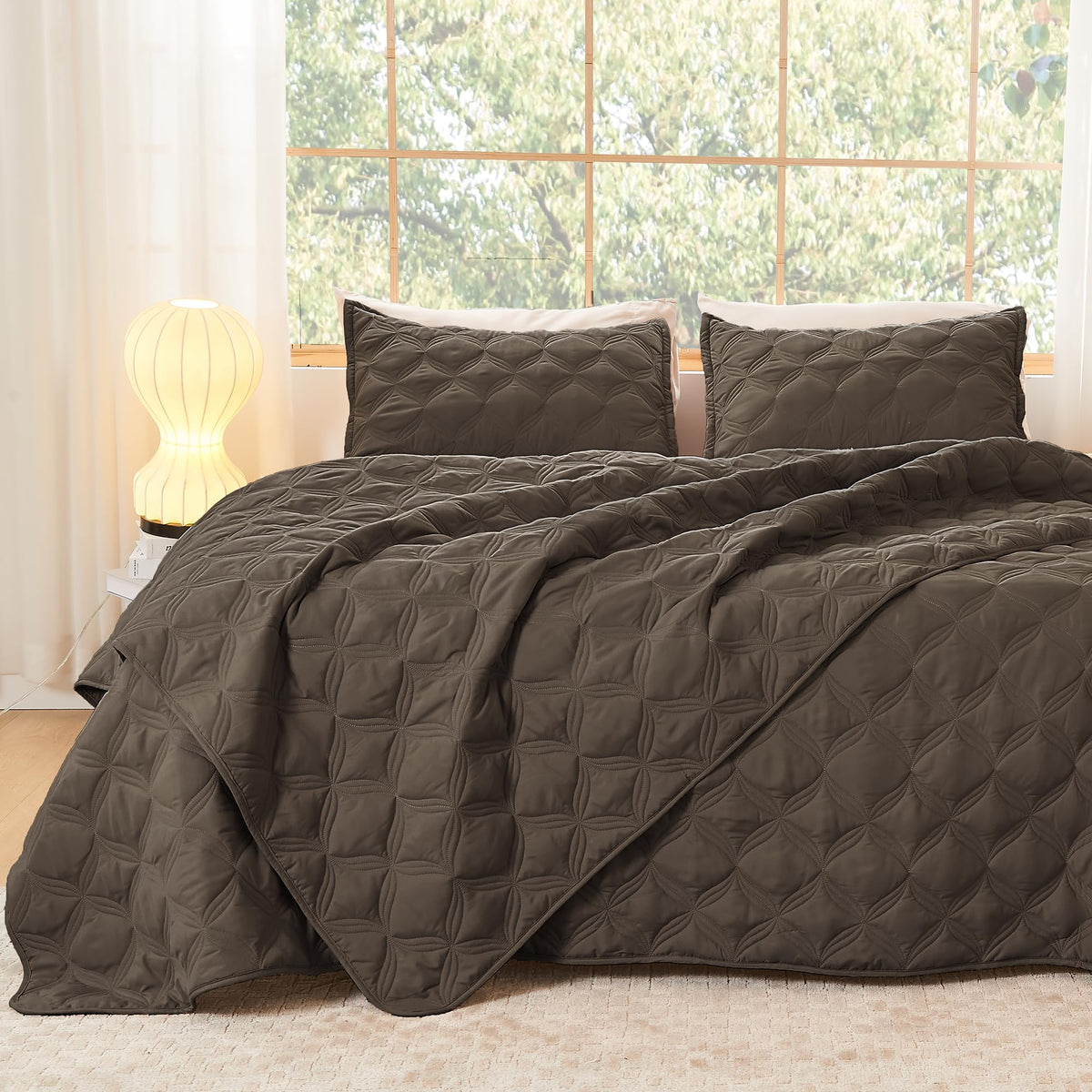 Litanika King Quilt Bedding Set, 3 Pieces Teal Blue Bedspreads Set