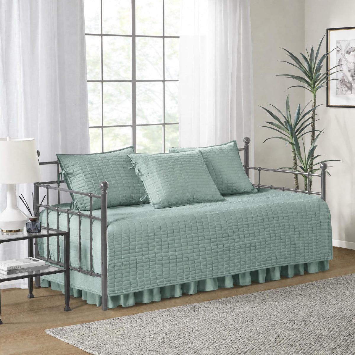 Comfort Spaces Kienna Daybed Cover Set 5 Piece with Bedskirt, 75 x 39 Blush