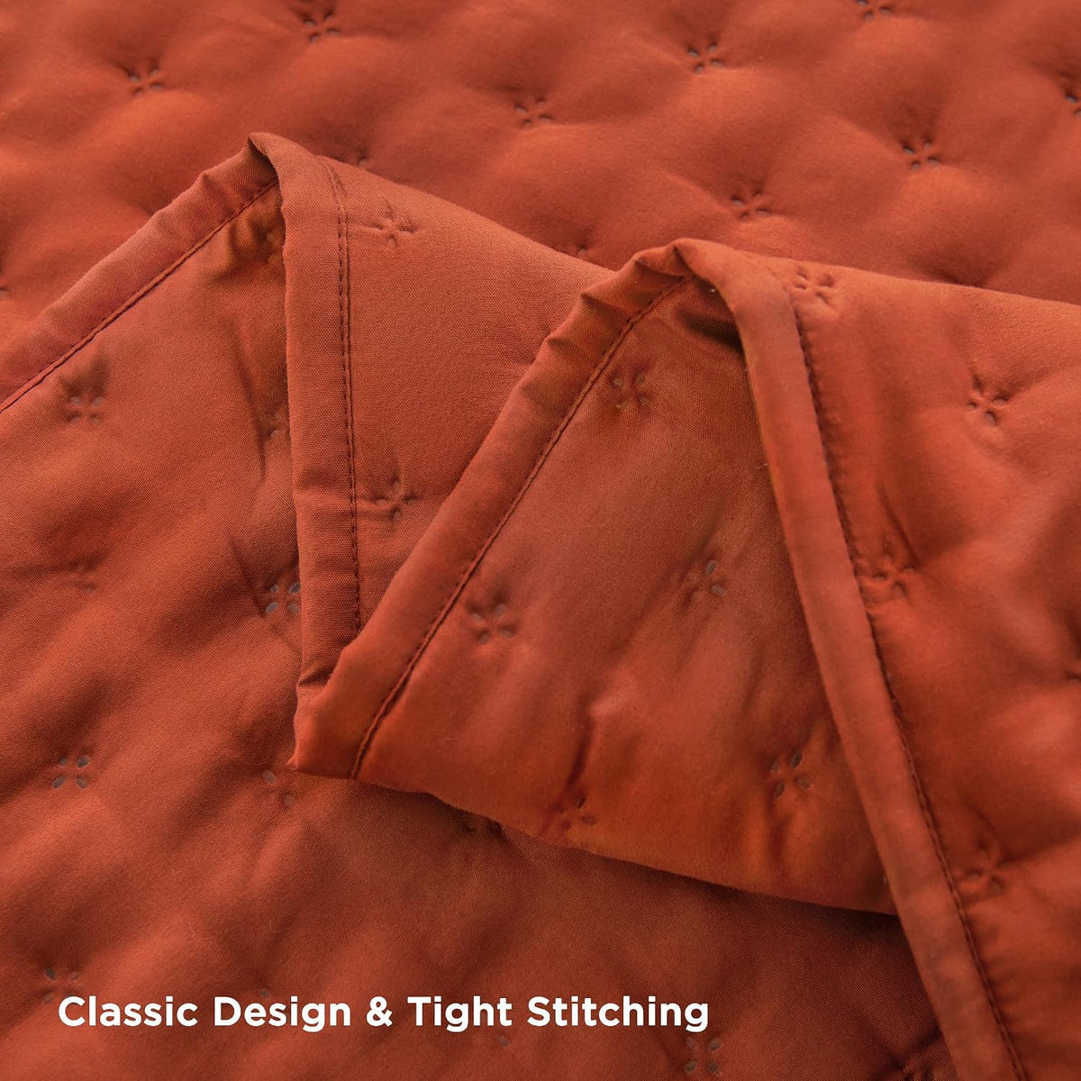 Andency Burnt Orange King Size Quilt Bedding Set, 3 Pieces Bedspread