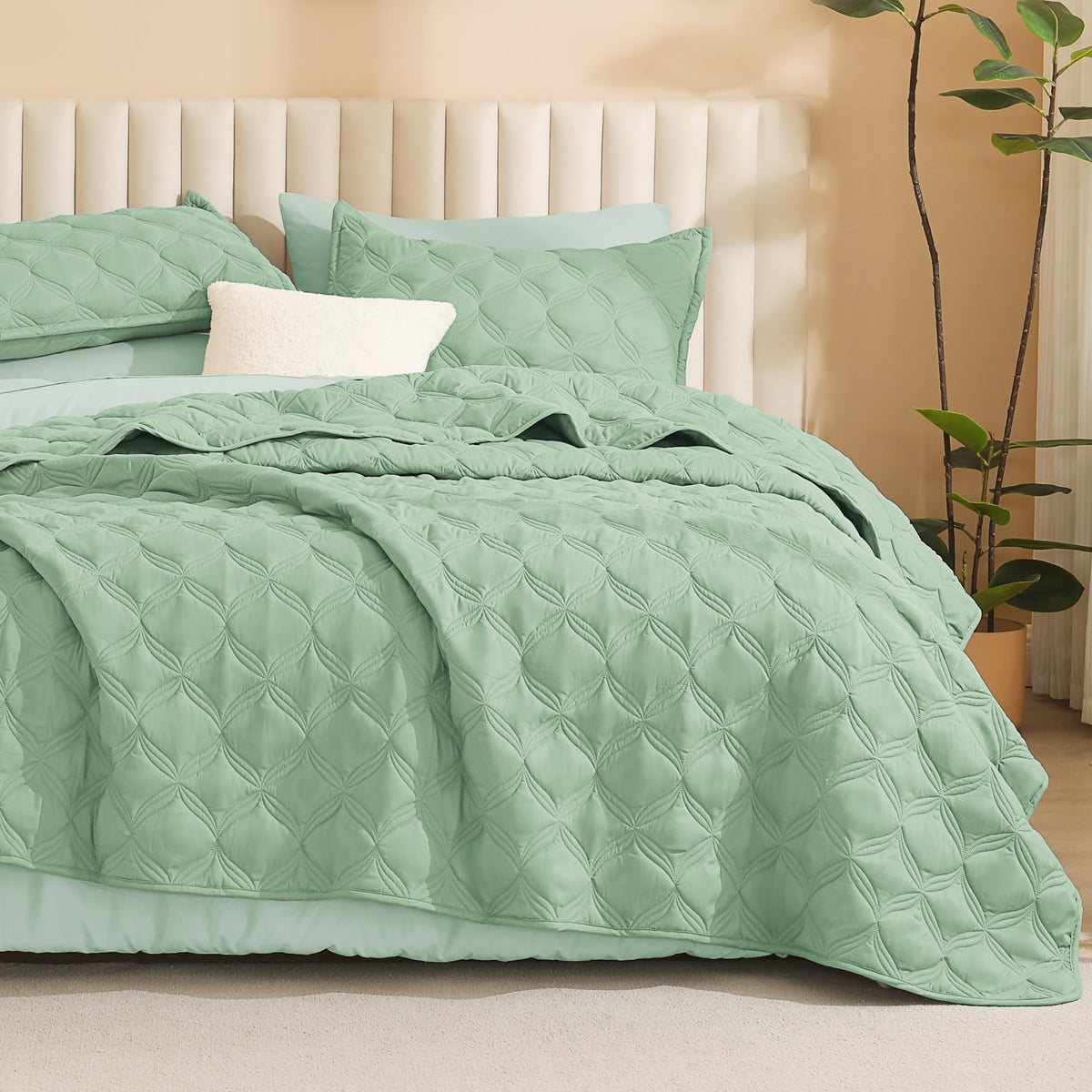 Litanika King Quilt Bedding Set, 3 Pieces Teal Blue Bedspreads Set