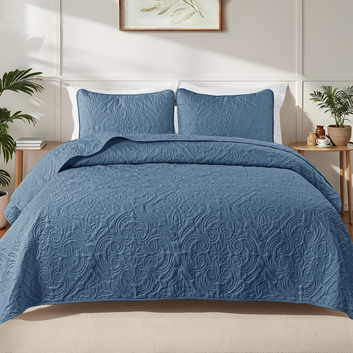 Exclusivo Mezcla 3 Piece Quilts Queen Size Bedding Set, Blush Pink