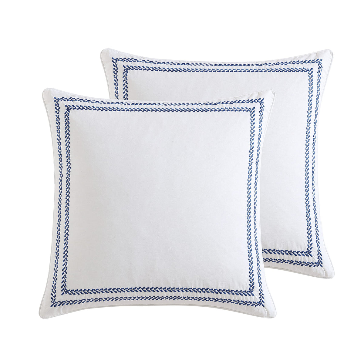 Laura Ashley - 2 Pack European Shams, 100% Cotton Embroidered Pillow Covers