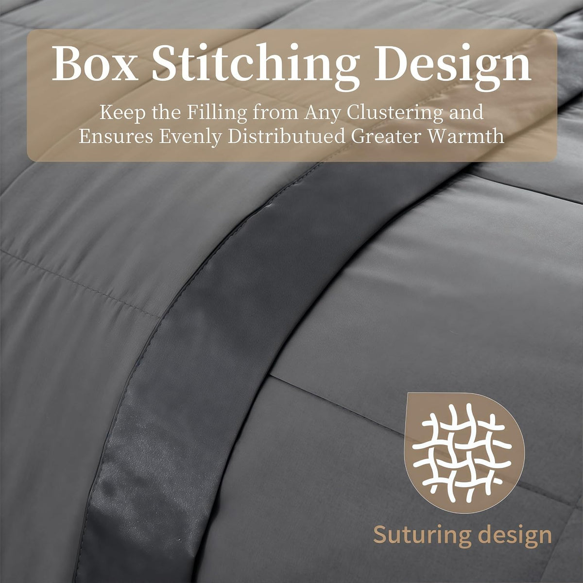 COMFLIVE King Down Alternative Blanket - Lightweight Satin Trim, Charcoal