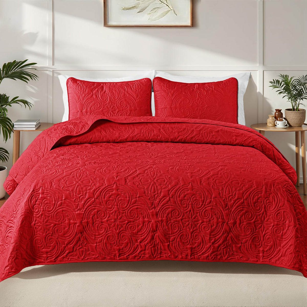 Exclusivo Mezcla 3 Piece Quilts Queen Size Bedding Set, Blush Pink