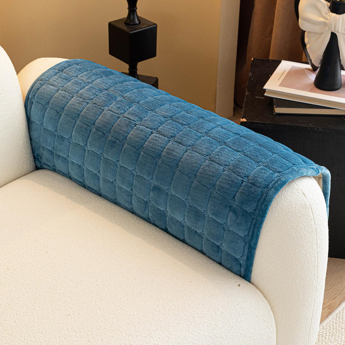 Velvet Sectional Couch Cover for 2-3 Seat, White, 1PC, 35.4"x71"