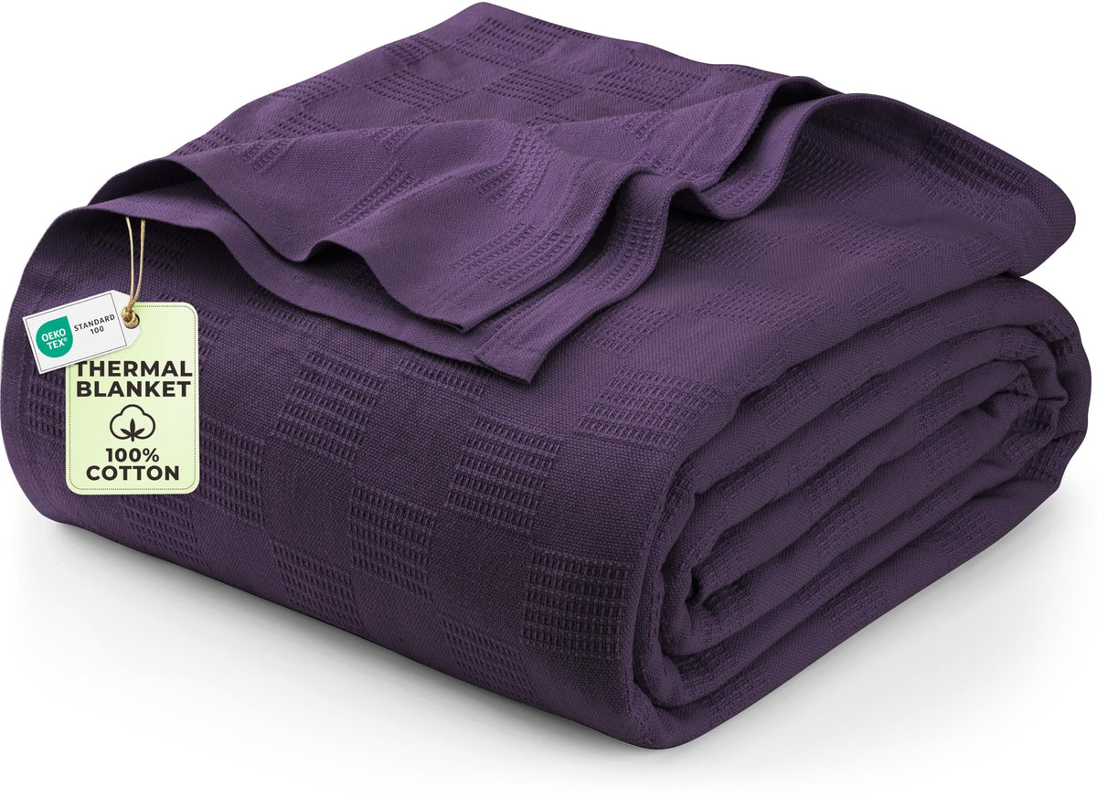 Utopia Bedding 100% Cotton Thermal Blanket White Twin, 90x72 Inches