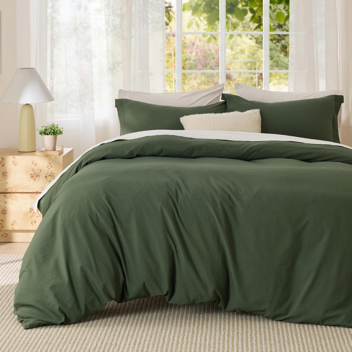 Bedsure Prewashed Twin/Twin XL Duvet Cover, Cotton-Like Bedding Set, White