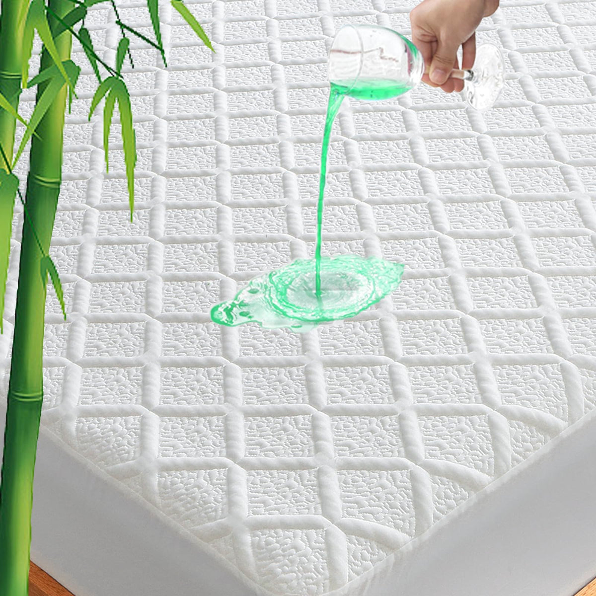 Queen Size Waterproof Mattress Protector Quilted, Breathable Ultra-Soft Filling Mattress Pad, Fitted Deep Pocket Mattress Cover Fits 6''-25'' Mattress White