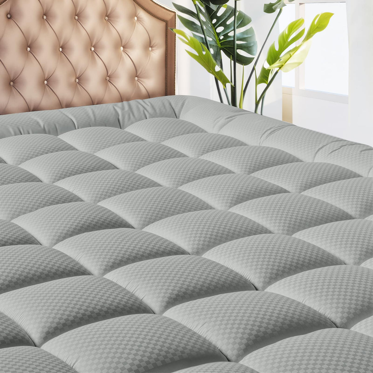 MATBEBY Twin Size Mattress Pad - Cooling Breathable Mattress Topper, Quilted Fitted Mattress Protector, Pillow Top Mattress Cover with 8-21" Deep Pocket, Soft, Machine Washable, White, 39x75 Inches