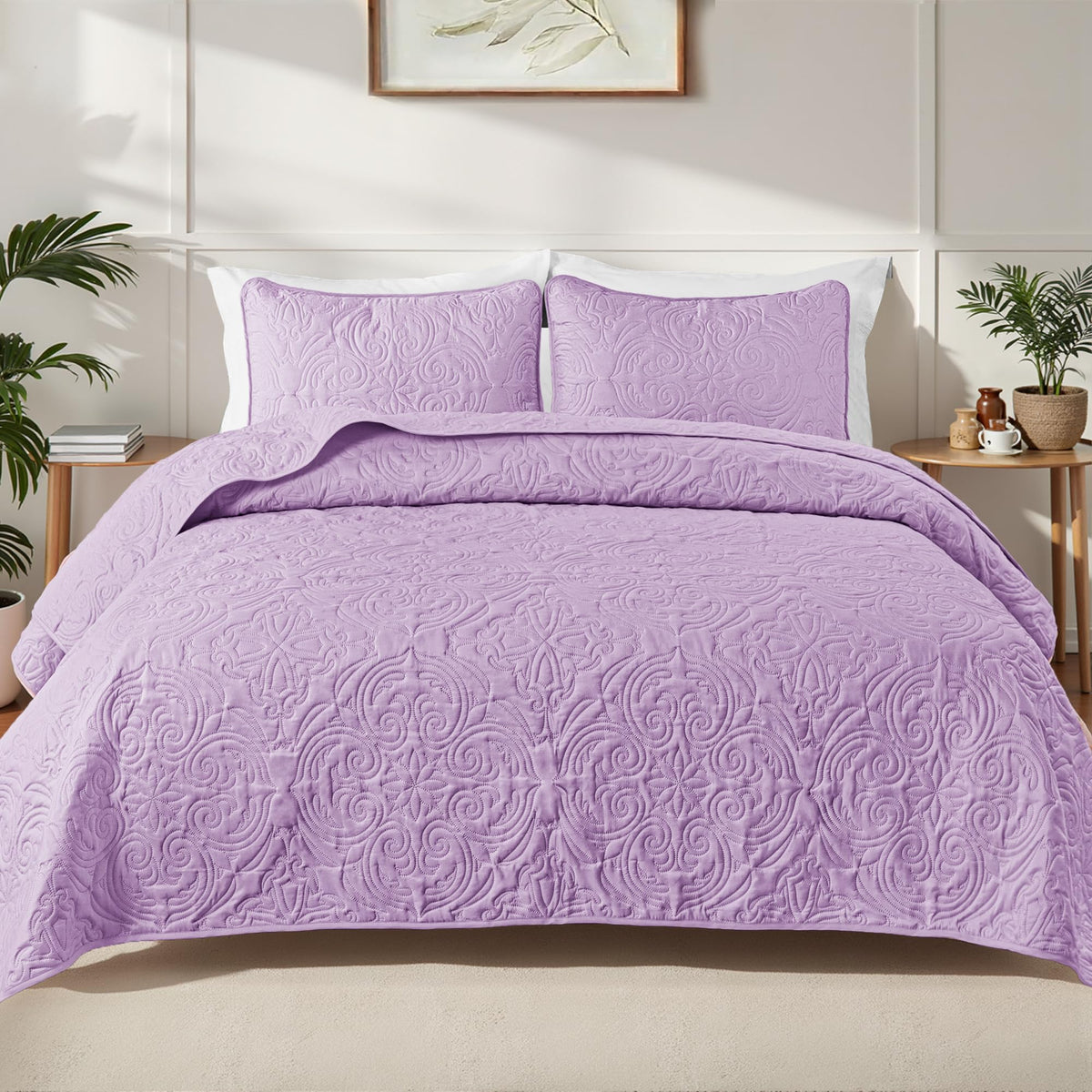 Exclusivo Mezcla 3 Piece Quilts Queen Size Bedding Set, Blush Pink