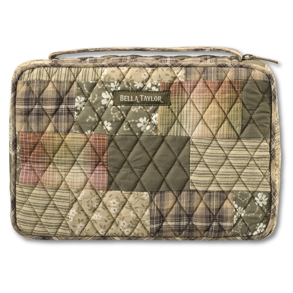 Bella Taylor Bible Cover, Quilted Bible Case, Khaki Patchwork