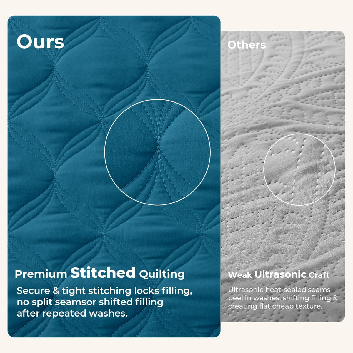 Litanika King Quilt Bedding Set, 3 Pieces Teal Blue Bedspreads Set