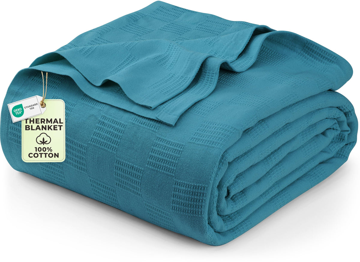 Utopia Bedding 100% Cotton Thermal Blanket White Twin, 90x72 Inches
