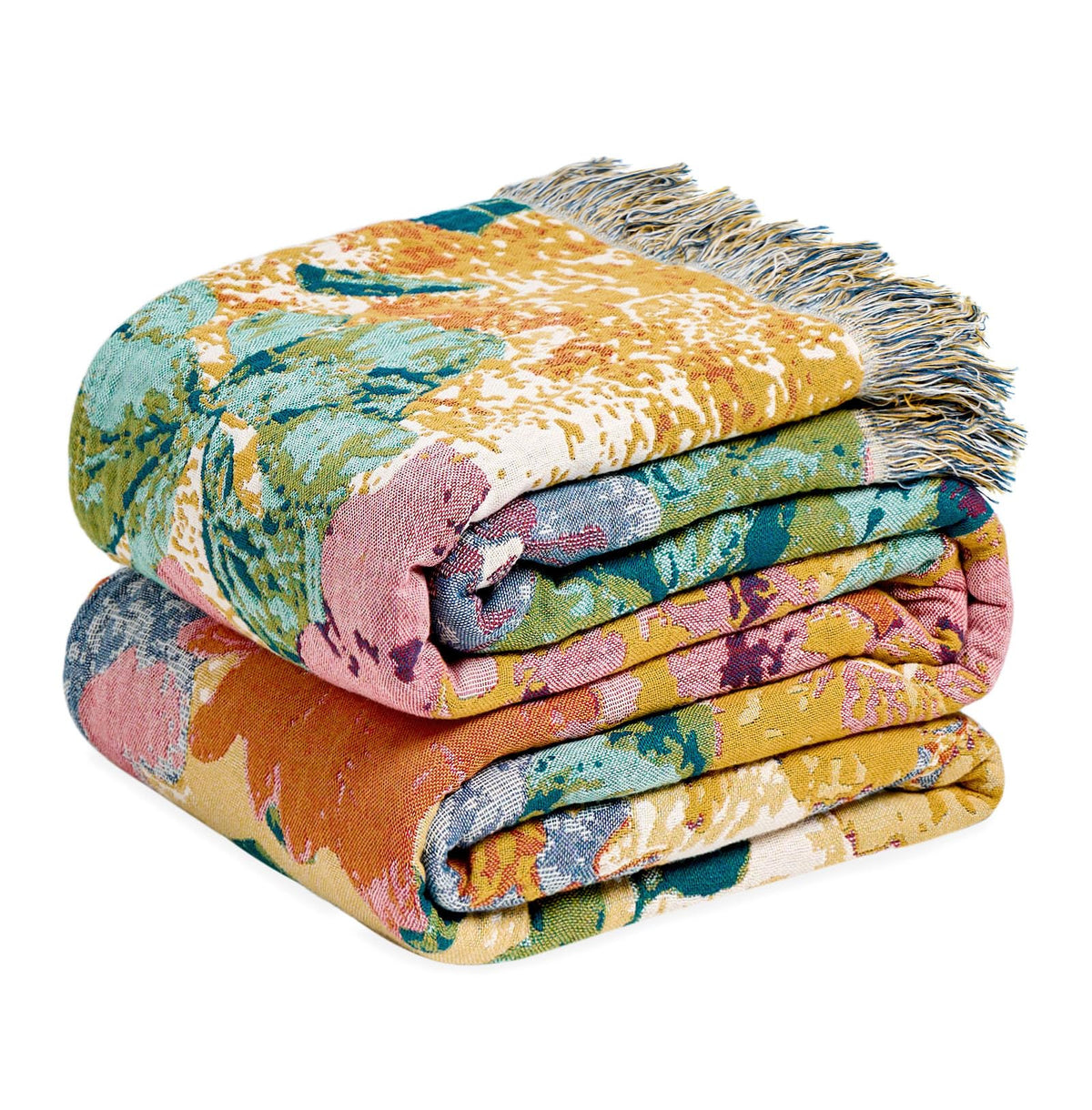 Boho Throw Blanket, 100% Cotton Lightweight Throws for Couch 50"x60"