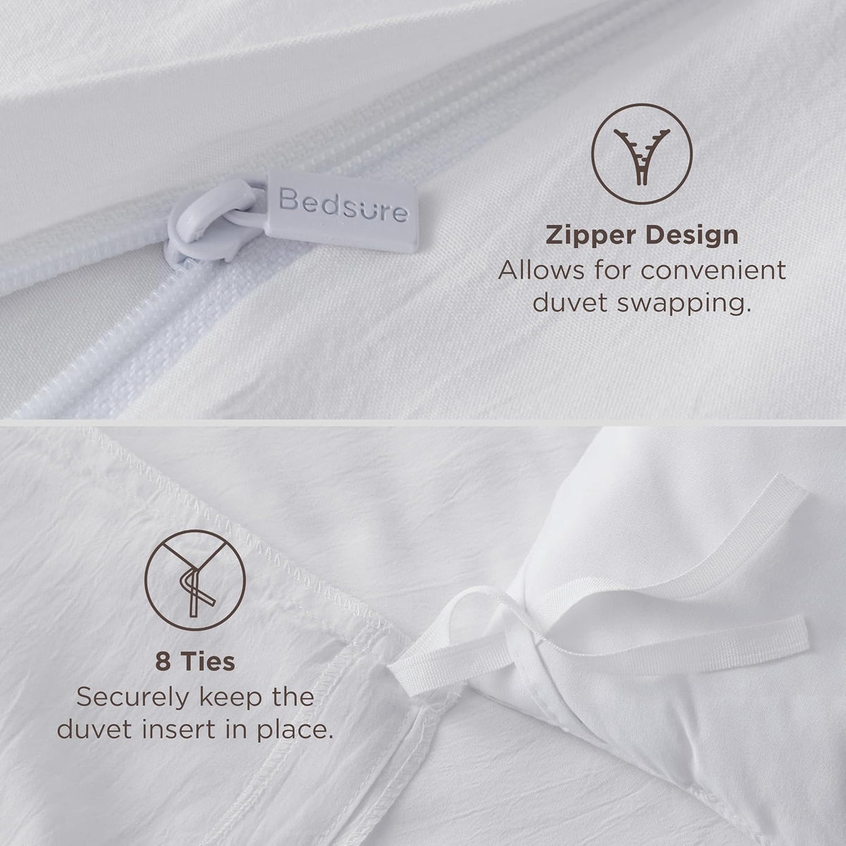 Bedsure Prewashed Twin/Twin XL Duvet Cover, Cotton-Like Bedding Set, White