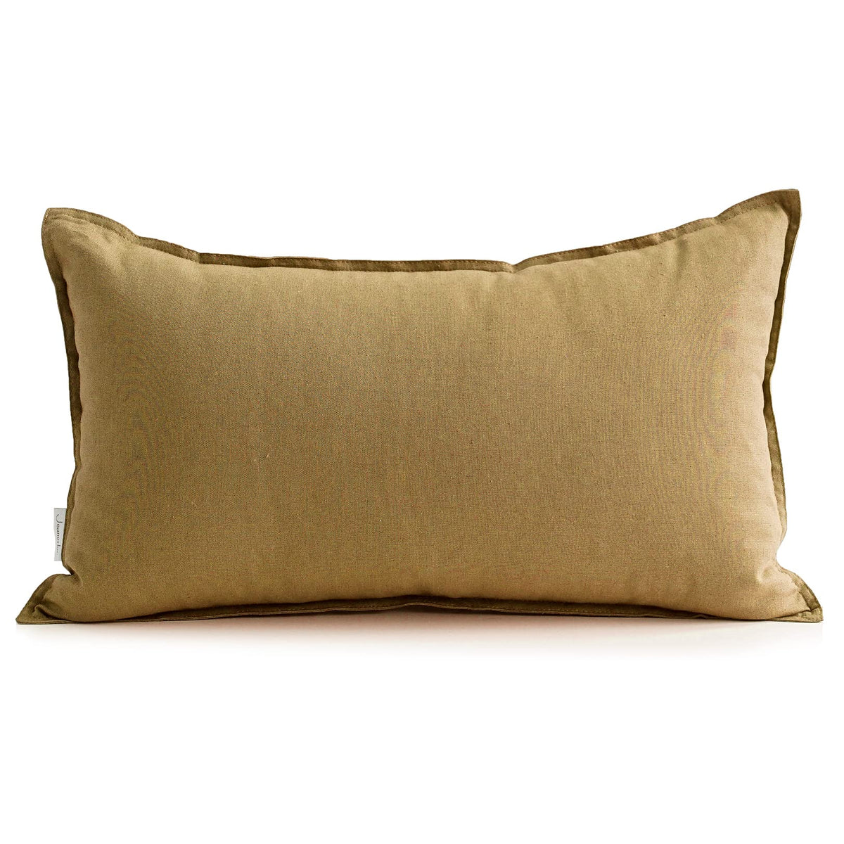 Jeanerlor Cotton Linen Square Decorative Throw Pillow Case Cushion Cover with Twin Needles Stitch on Edge,for Wedding Party Gift Car 12"x20"(30 x 50cm), Olive Green