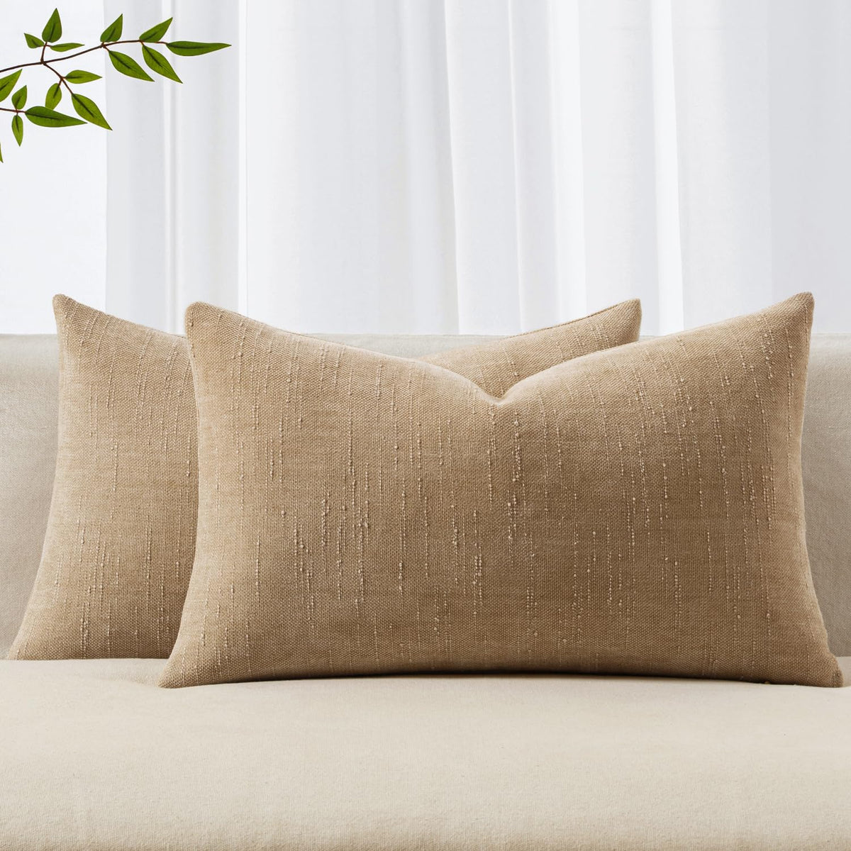 MIULEE 26x26 Inch Euro Textured Chenille Pillow Covers Chocolate Brown