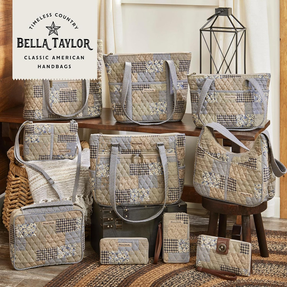 Bella Taylor Bible Cover, Quilted Bible Case, Khaki Patchwork