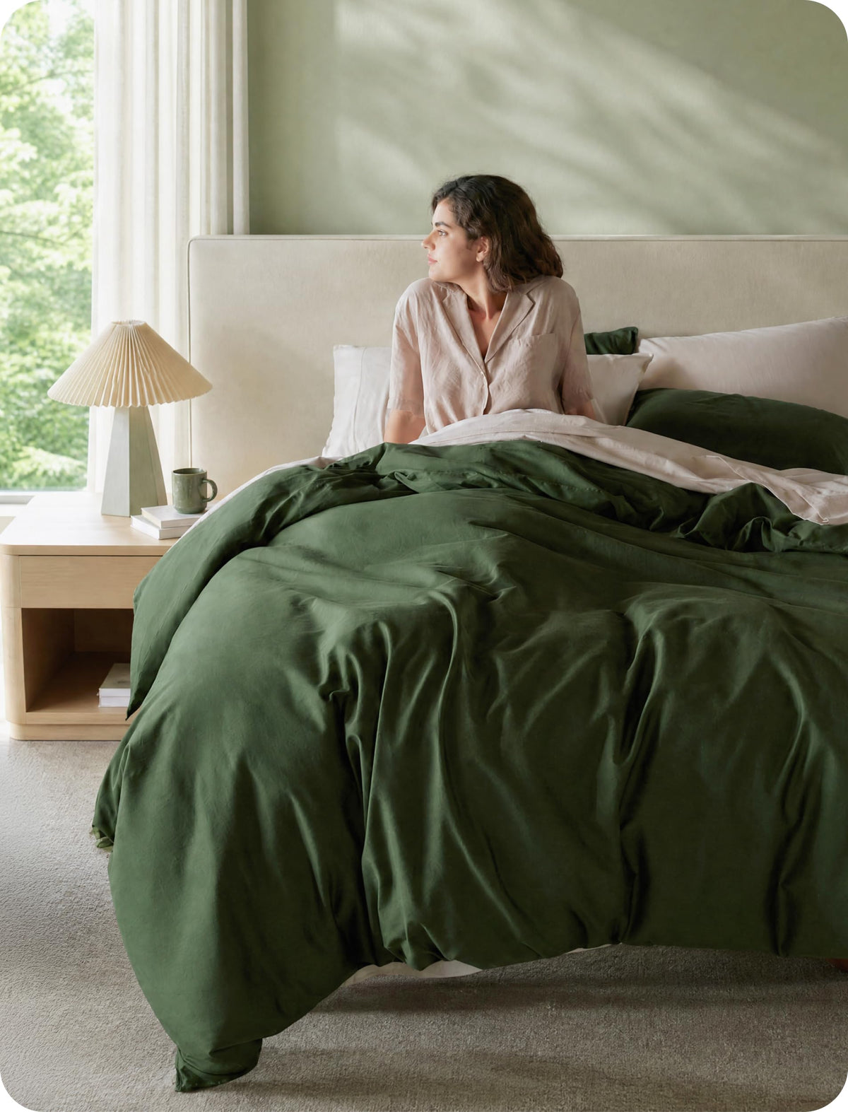 Bedsure PureWoven GOTS Organic Cotton Queen Duvet Cover Set, Pure White