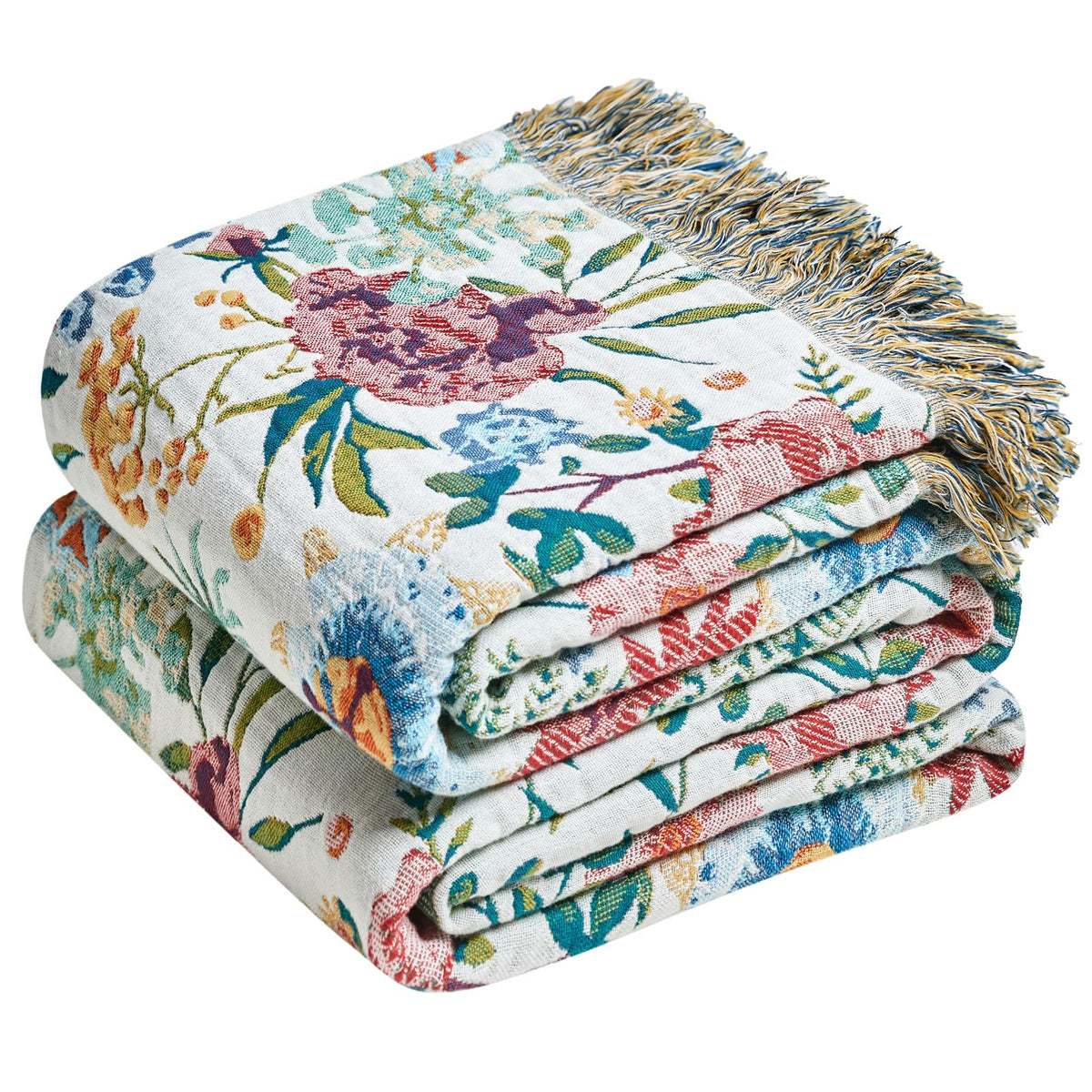 Boho Throw Blanket, 100% Cotton Lightweight Throws for Couch 50"x60"