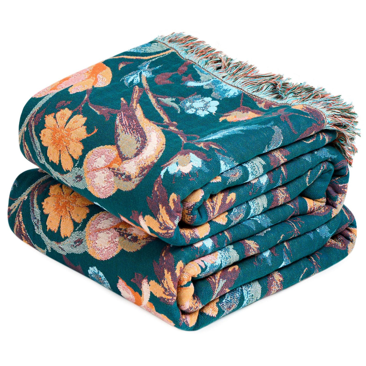 Boho Throw Blanket, 100% Cotton Lightweight Throws for Couch 50"x60"