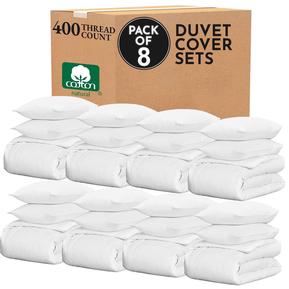 California Design Den Luxury Duvet Cover Set King, Striped White