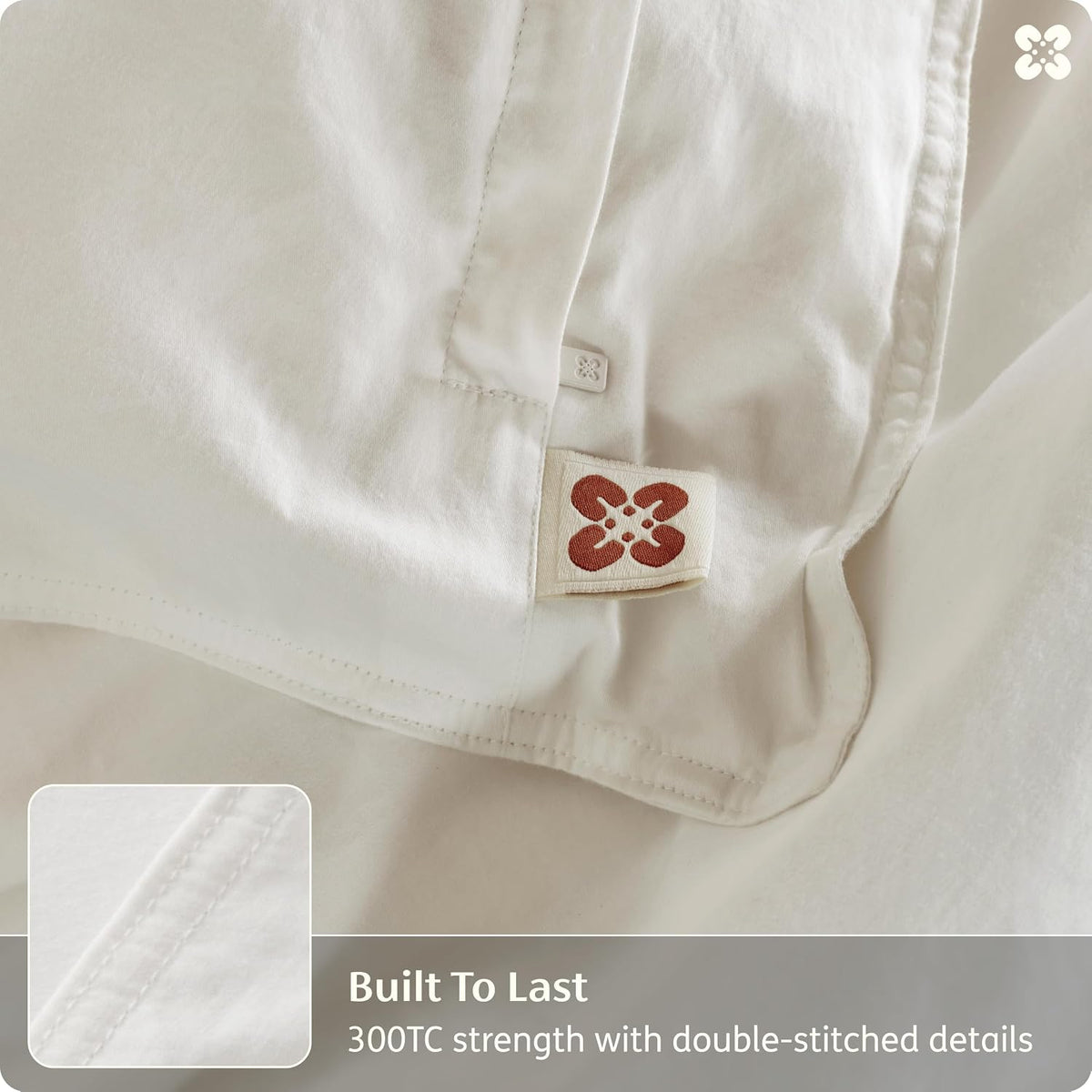 Bedsure PureWoven GOTS Organic Cotton Queen Duvet Cover Set, Pure White