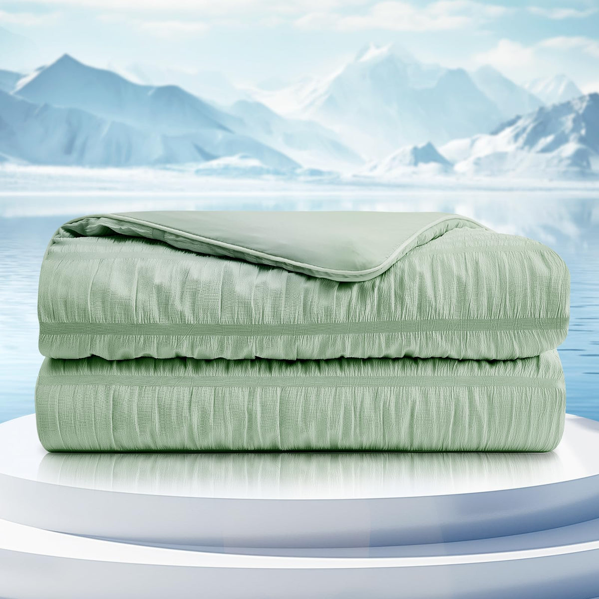 Cozy Bliss Seersucker Cooling Comforter Queen Size, Q-Max 0.45 Reversible Lightweight Cooling Blanket, Breathable Silk Smooth Summer Bedding Quilt for Hot Sleepers Night Sweats Dark Grey