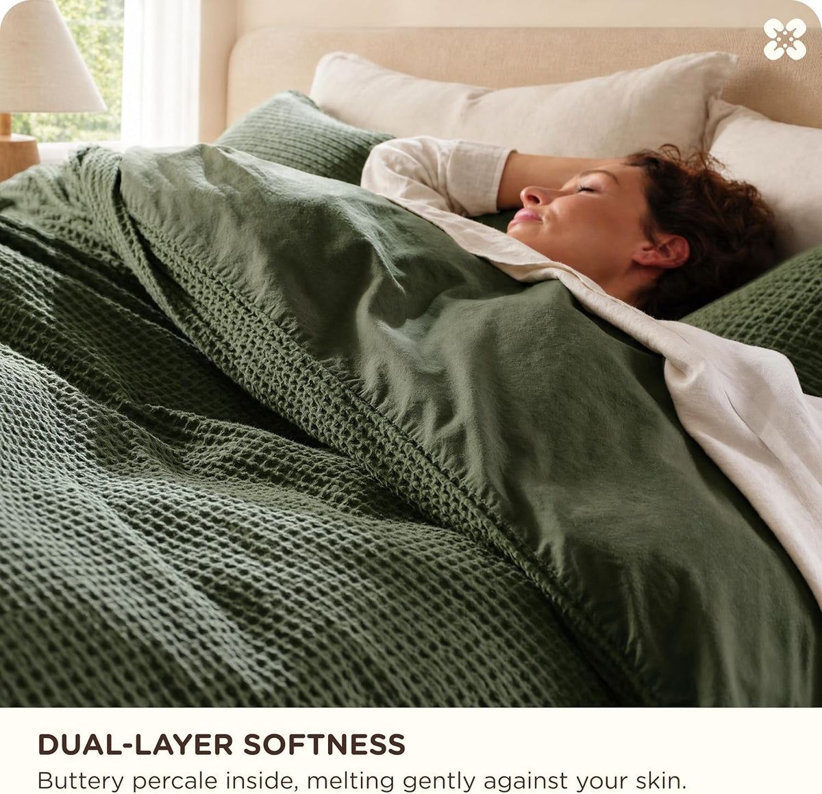 Bedsure PureWoven 3 Pieces 100% Cotton Waffle Weave Duvet Cover Set, Queen