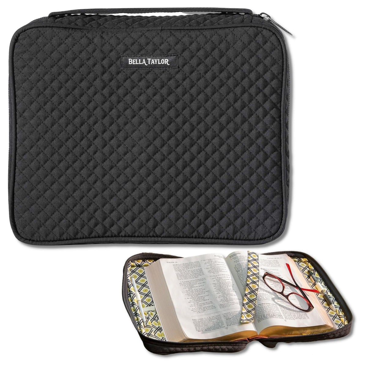Bella Taylor Bible Cover, Quilted Bible Case, Khaki Patchwork