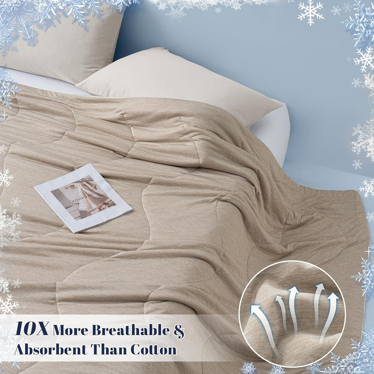 PHF Cooling Comforter, Rayon from Bamboo Soft Breathable Quilted Blanket