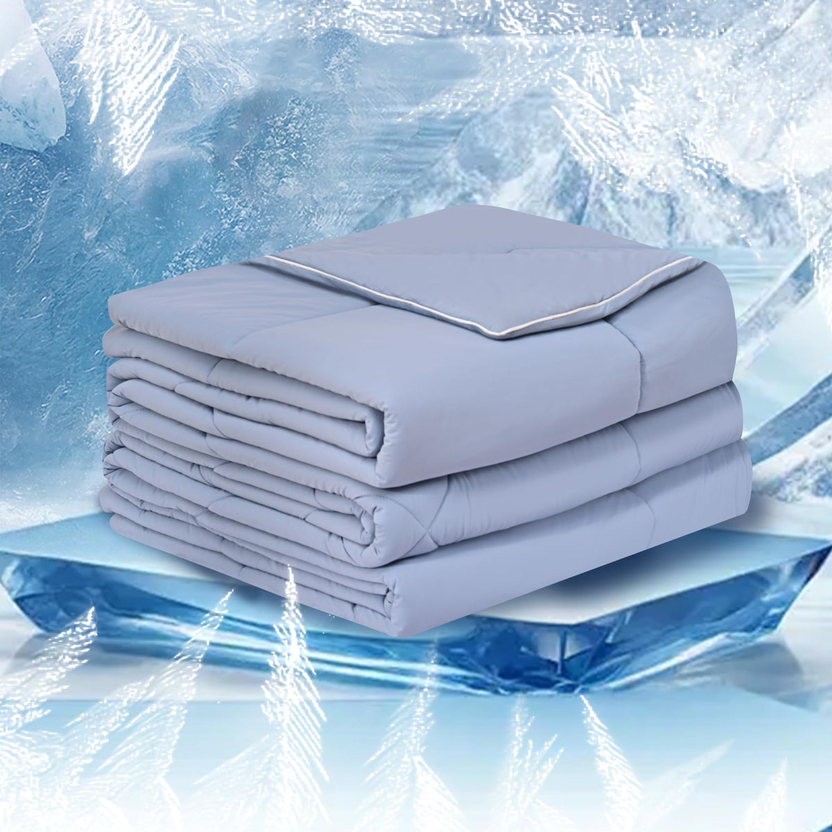 Grey Cooling Comforter Queen Size(90"x90"),Double Sided Cooling Comforter Absorb Body Heat to Keep Cool,Cooling Blankets for Hot Sleepers and Night Sweats,Q-Max>0.5,Breathable&Lightweight Duvet Insert