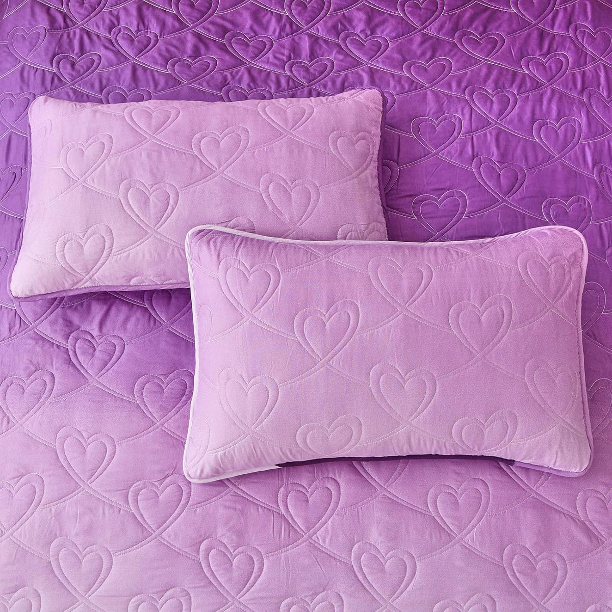 Xruibed Purple Quilt Set Twin Ombre Quilt Sets Reversible Bedding Set