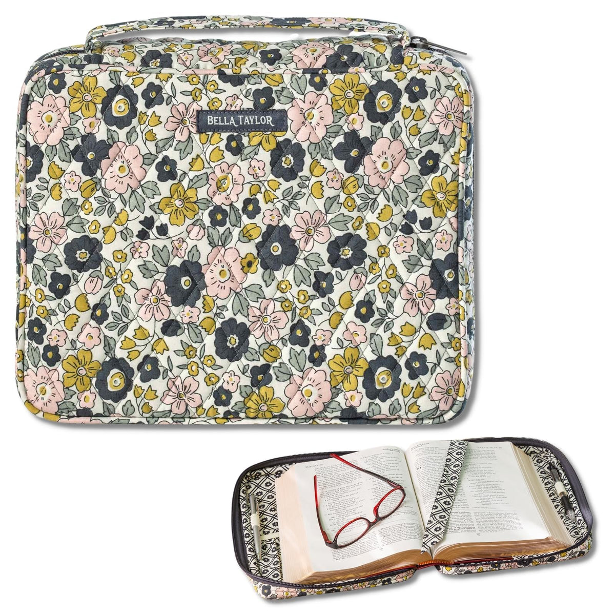 Bella Taylor Bible Cover, Quilted Bible Case, Khaki Patchwork