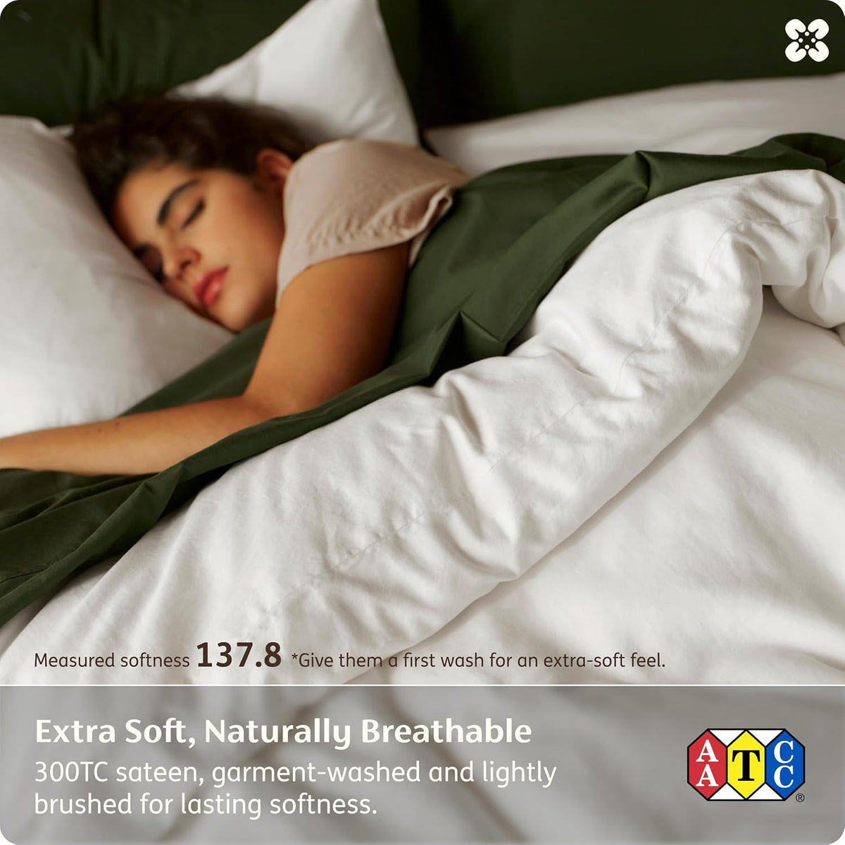Bedsure PureWoven GOTS Organic Cotton Queen Duvet Cover Set, Pure White