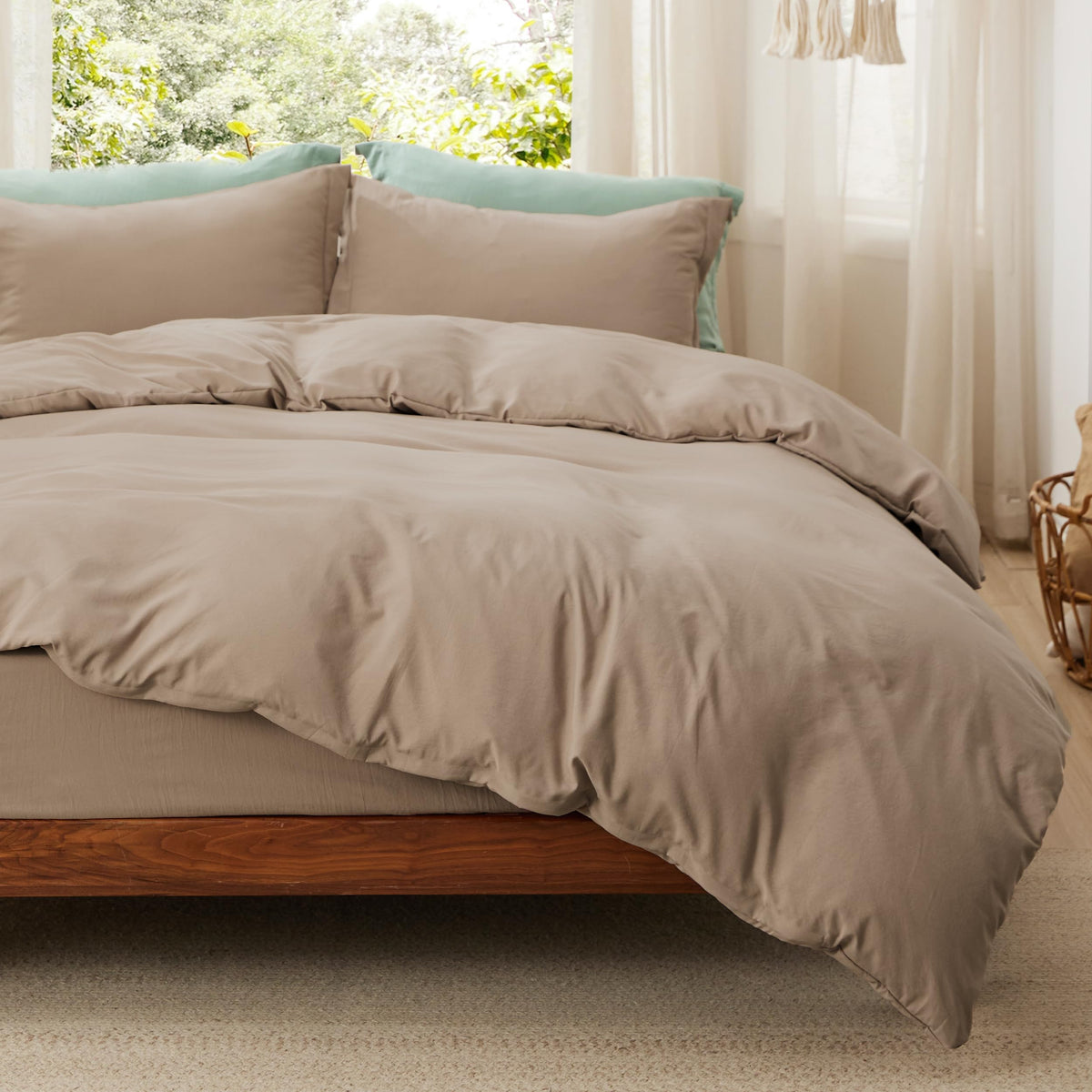 Bedsure Prewashed Duvet Cover Full, Cotton-Like Soft Bedding Set, White
