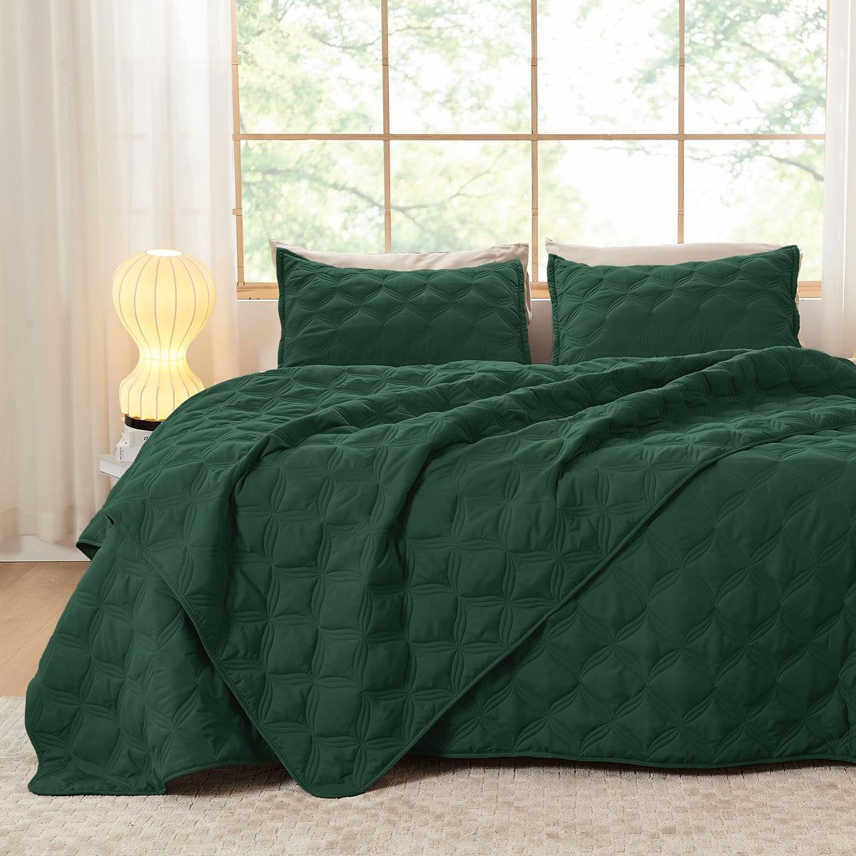 Litanika King Quilt Bedding Set, 3 Pieces Teal Blue Bedspreads Set