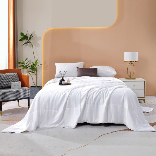 Silk Quilt/Blanket for Summer - White, Queen Size