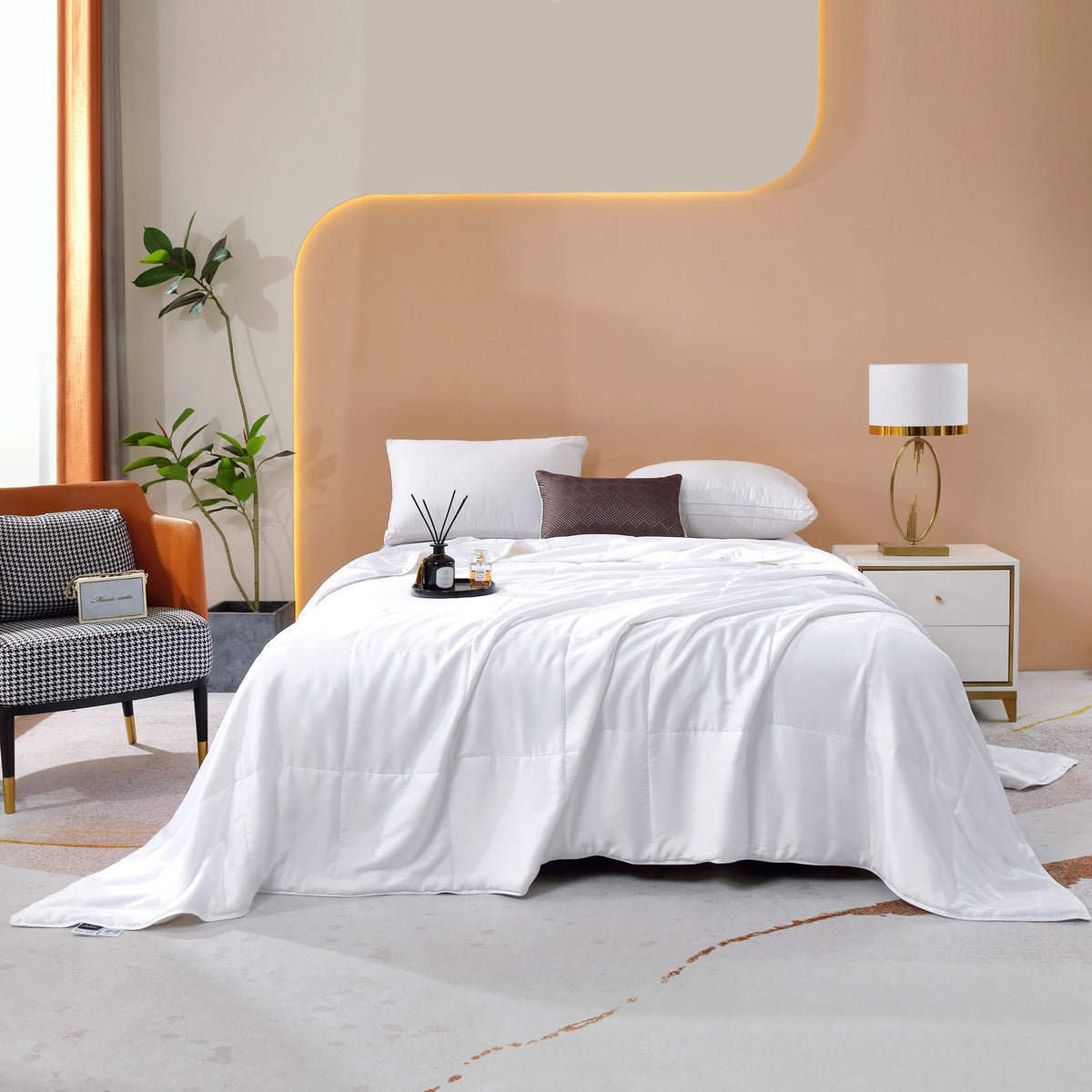 Silk Quilt/Blanket for Summer - White, Queen Size