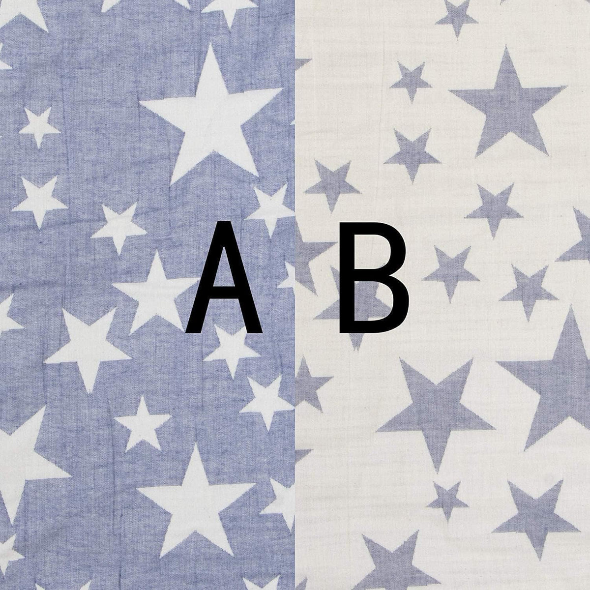 NTBAY Twin 3 Layer Muslin Cotton Blanket, 68 x 92, Blue Stars