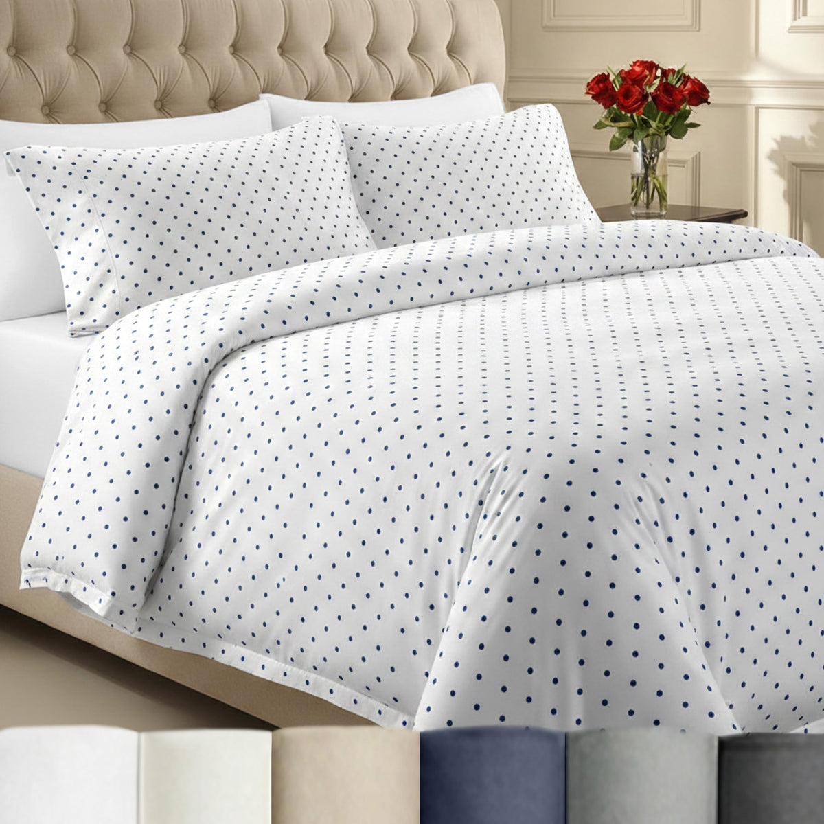 California Design Den Luxury Duvet Cover Set King, Striped White