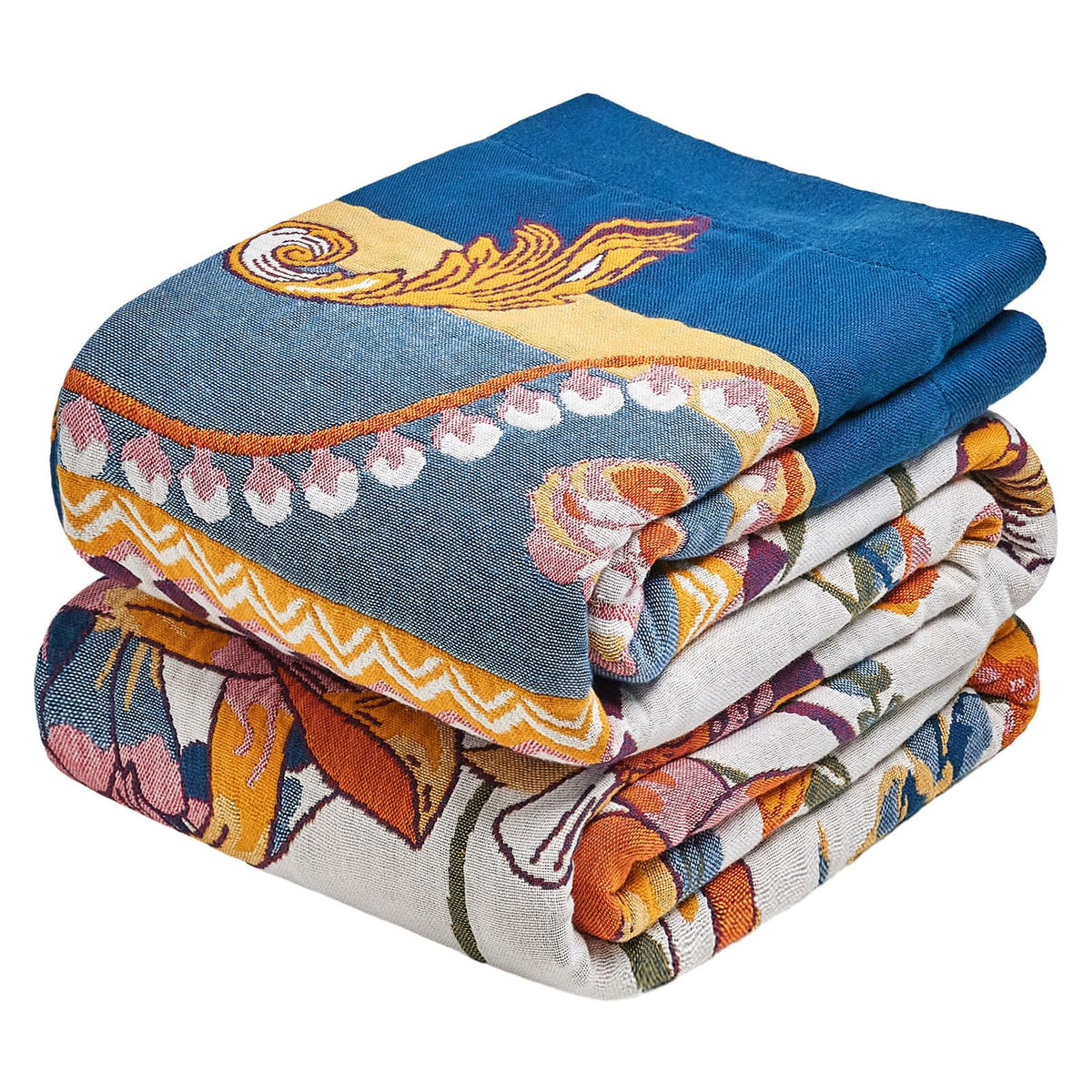 Boho Throw Blanket, 100% Cotton Lightweight Throws for Couch 50"x60"