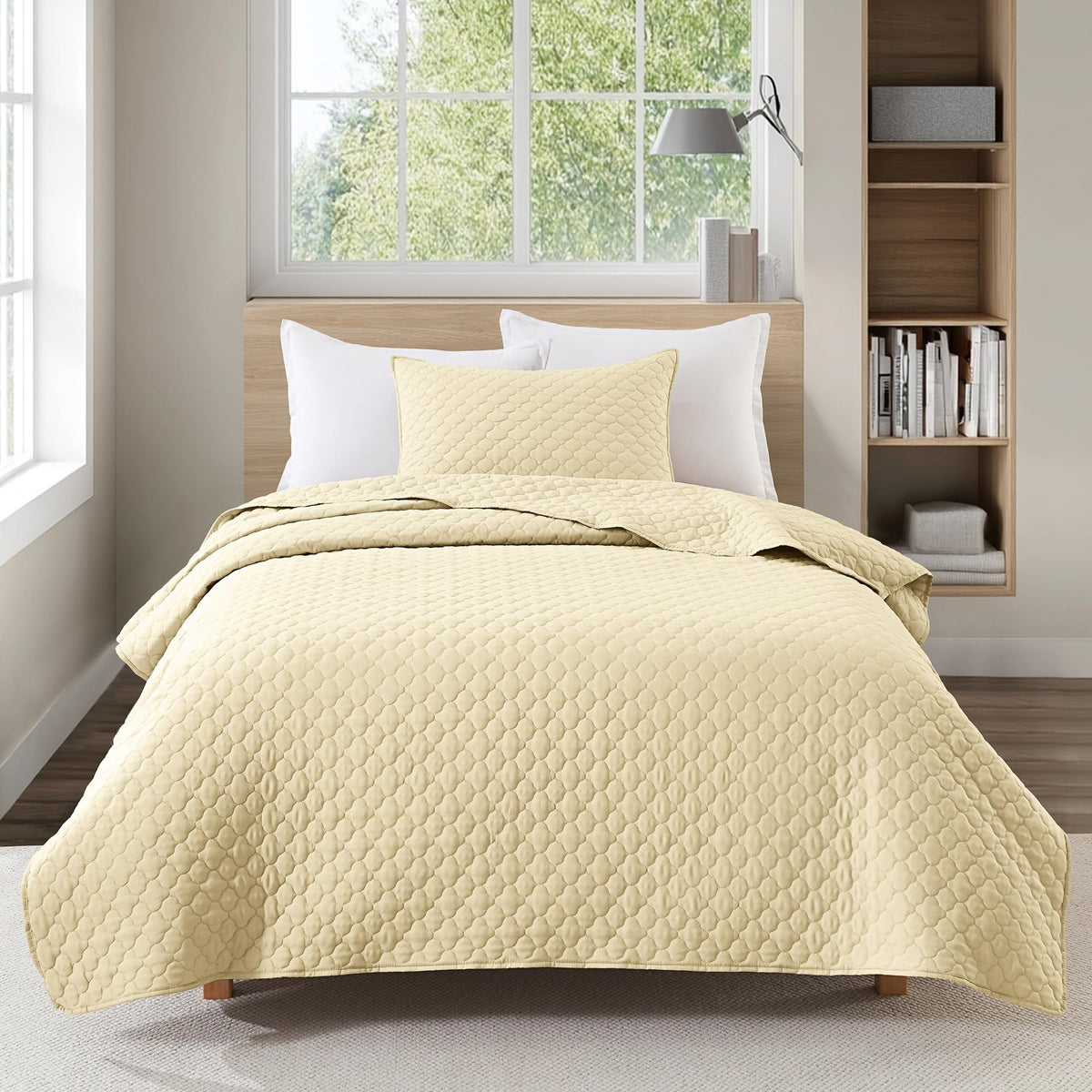 HORIMOTE HOME Quilt Twin Size Dusty Blue, Lightweight Quilt for Summer Ultra-Soft Microfiber Modern Style Quilted Clouds Pattern Bedspread Quit Set 2 Pieces (1 Quilt and 1 Pillow Sham)
