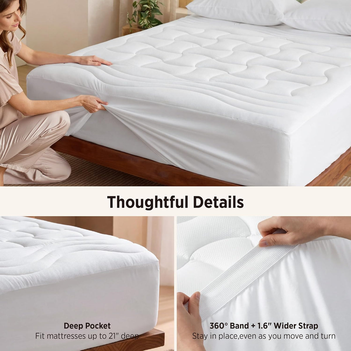 Bedsure Waterproof Mattress Protector Queen with 8-21 Inches Deep Pocket