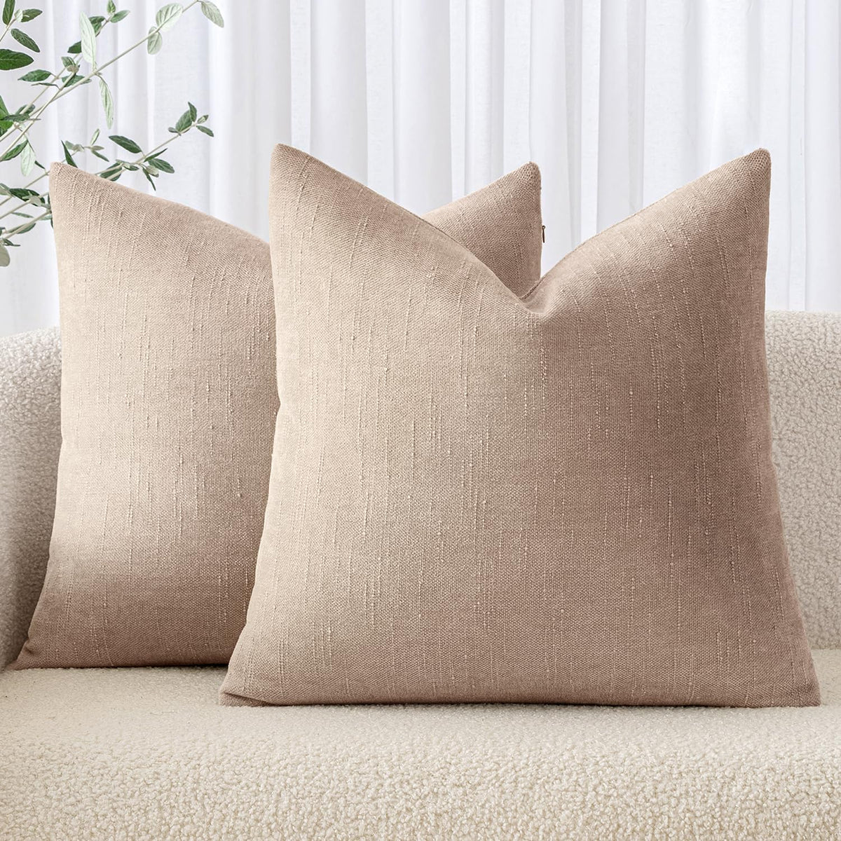 MIULEE 26x26 Inch Euro Textured Chenille Pillow Covers Chocolate Brown