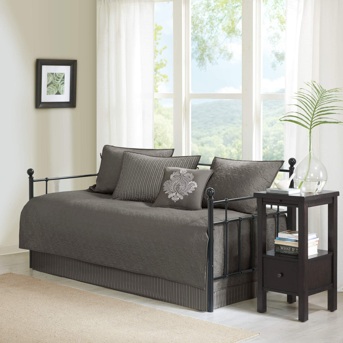 Madison Park Coastal Damask Quilted Daybed Cover Set, 6PC, 39"x75"